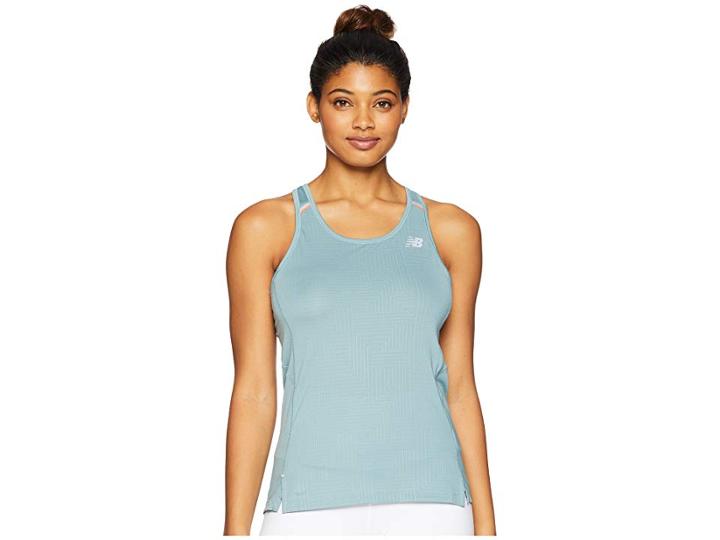 New Balance Nb Ice 2.0 Print Tank Top (smoke Blue) Women's Sleeveless
