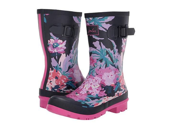Joules Mid Molly Welly (navy All Over Floral) Women's Rain Boots