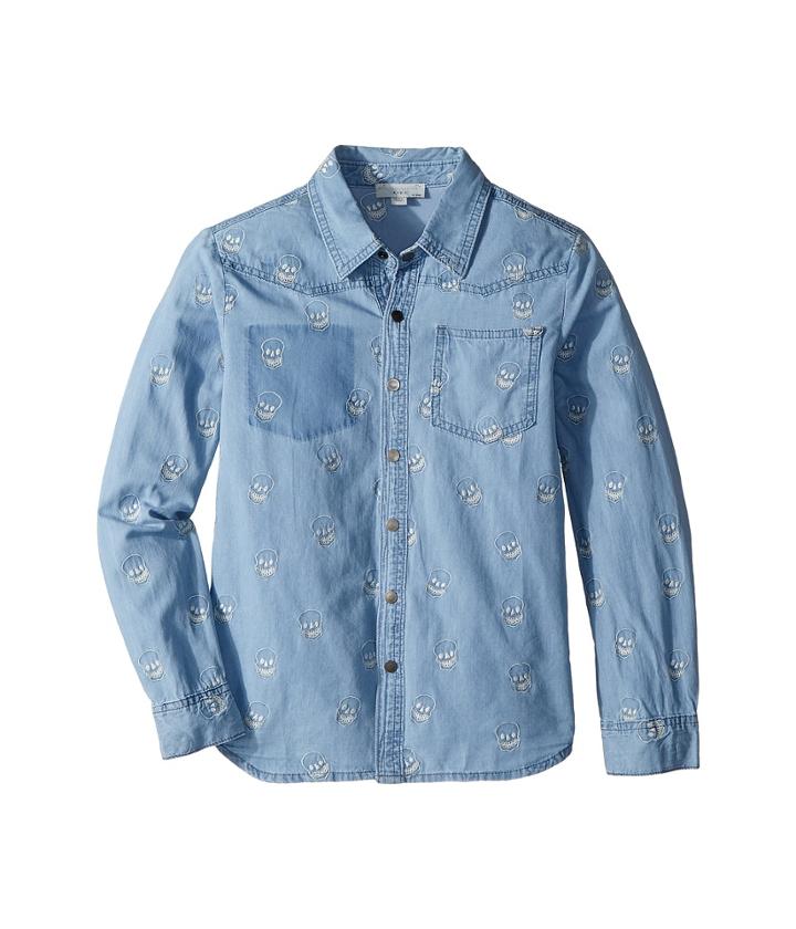 Stella Mccartney Kids Melvil Skull Embroidered Chambray Shirt (toddler/little Kids/big Kids) (blue) Girl's Clothing