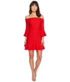 Romeo & Juliet Couture Of-the-shoulder Ruffle Dress (red) Women's Dress