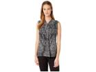 Tommy Hilfiger Printed Knot Neck Knit Top (black/ivory) Women's Clothing