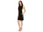 Kamalikulture By Norma Kamali Side Stripe Sleeveless Swing Dress (black/engineered Stripe) Women's Dress