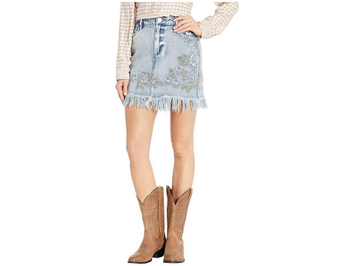 Scully Louisa Embroidered Denim Skirt (denim) Women's Skirt