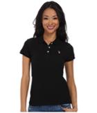 U.s. Polo Assn. Solid Small Pony Polo (new Black) Women's Short Sleeve Pullover