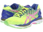 Asics Gel-nimbus(r) 18 (flash Yellow/pink Glow/asics Blue) Women's Running Shoes
