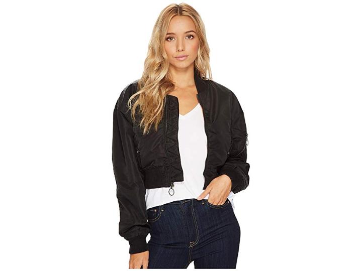 Hudson Jeans Rogue Cropped Bomber (black) Women's Coat