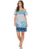 Tommy Bahama Tropical Engineered Over The Shoulder Ruffle Dress Cover-up (white) Women's Swimwear