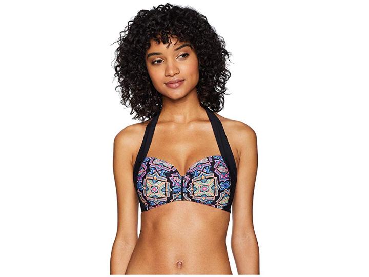 Seafolly Sun Temple Soft Cup Halter Top (black) Women's Swimwear