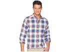 Nautica Long Sleeve Brush Twill Plaid Woven Shirt (ensign Blue) Men's Long Sleeve Button Up