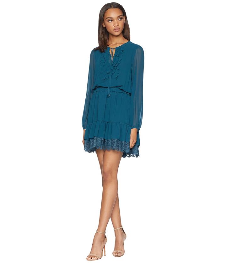 Juicy Couture Solid Ruffle Flirty Dress (eloquent Petrol) Women's Dress