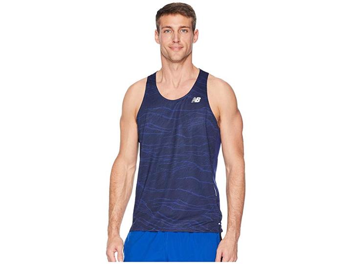 New Balance Printed Nb Ice 2.0 Singlet (techtonic Blue) Men's Sleeveless