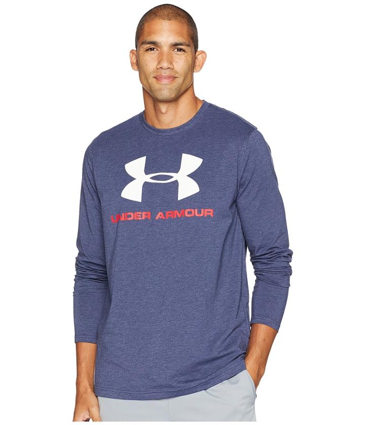 Under Armour Ua Sportstyle Logo Long Sleeve Tee (midnight Navy/red/white) Men's T Shirt