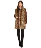 Via Spiga Reversible Nylon Faux Leopard (cheetah) Women's Coat