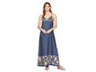 Karen Kane Embroidered Maxi Dress (denim) Women's Dress