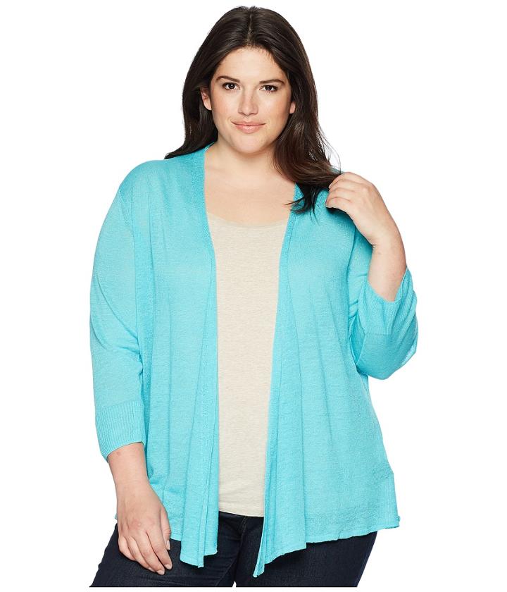 Nic+zoe Plus Size 4-way Cardy (aqua) Women's Sweater