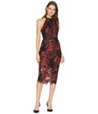 Alexia Admor Mock Neck Lace Halter Dress (burgundy Multi) Women's Dress