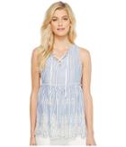 Karen Kane Lace-up Embroidered Sleeveless Top (blue) Women's Clothing