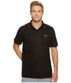 Lacoste Piped Technical Pique Tennis Polo (black/red) Men's Short Sleeve Pullover