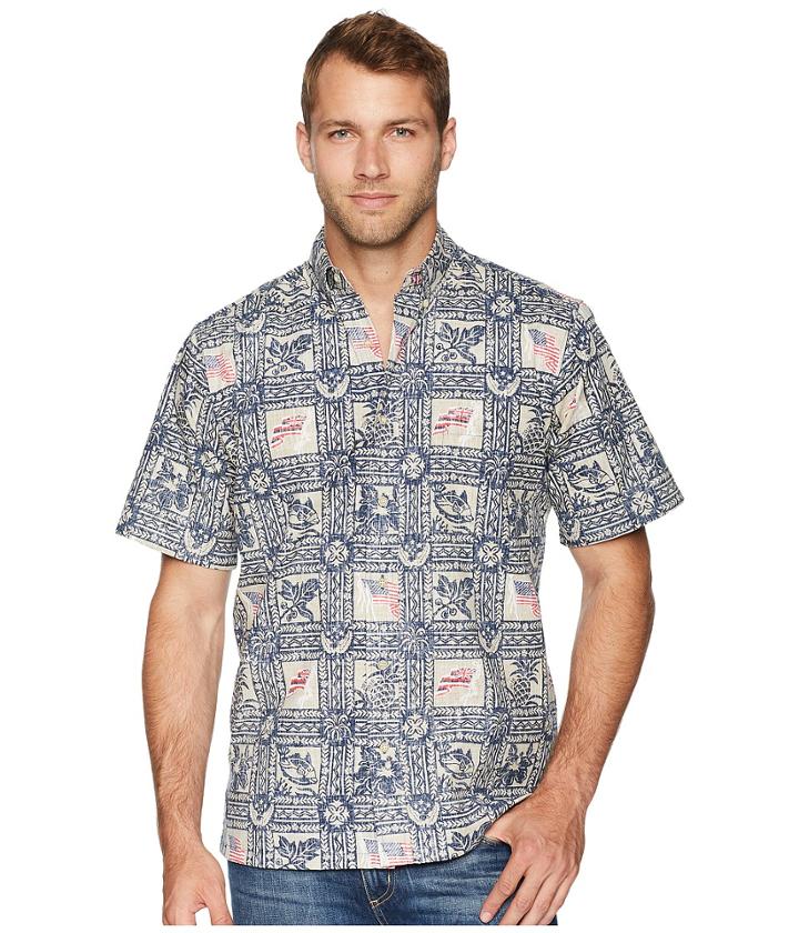 Reyn Spooner Summer Commemorative 2018 Classic Fit Aloha Shirt (navy) Men's Short Sleeve Button Up