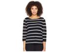 Eileen Fisher Bateau Neck Top (black/white) Women's Short Sleeve Pullover