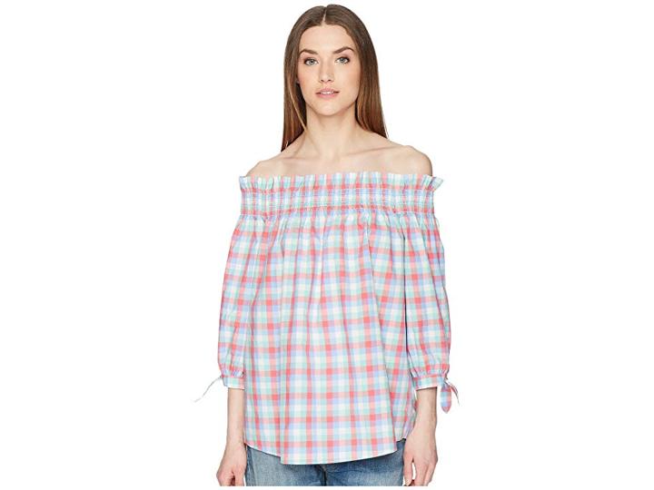 Kate Spade New York Madras Off The Shoulder Top (multi) Women's Clothing