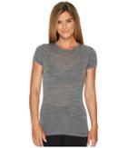 Icebreaker Sprite Merino Short Sleeve Crewe Stripe (gritstone Heather) Women's Clothing