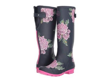 Joules Tall Welly Print (navy Chinoise) Women's Rain Boots