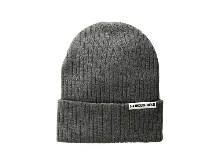 Under Armour Ua Boyfriend Cuff Beanie (carbon Heather/white/black) Beanies