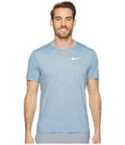 Nike Tailwind Short-sleeve Running Top (blue Force/heather/blue Force) Men's Clothing