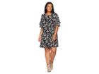 Karen Kane Plus Plus Size Contrast Print Ruffle Sleeve Dress (floral) Women's Dress