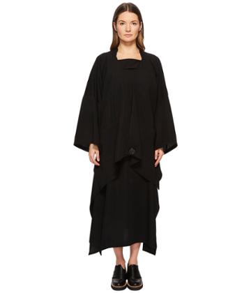 Limi Feu Long Rib Gabardine Open Front Cardigan (black) Women's Sweater