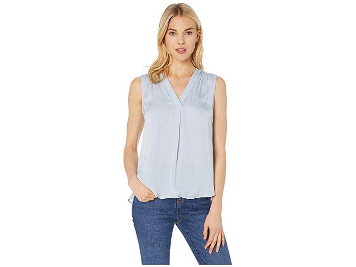 Vince Camuto Sleeveless V-neck Rumple Blouse (northern L) Women's Blouse