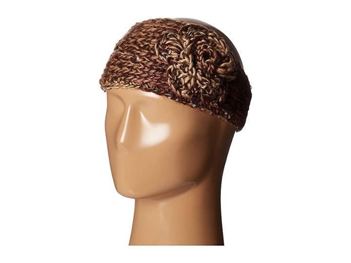 Scala Knit Headband W/ Flower (chocolate) Headband
