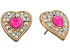 Betsey Johnson Pink And Gold Heart Stud Earrings (pink) Earring