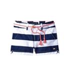 Tommy Hilfiger Kids Rugby Stripe Shorts With Rope Belt (toddler) (flag Blue) Girl's Shorts