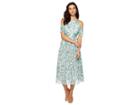 Donna Morgan Cold Shoulder Flutter Sleeve Midi Dress (turquoise Multi) Women's Dress