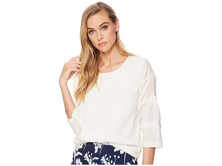 1.state Crew Neck Pintuck Sleeve Blouse (new Ivory) Women's Blouse