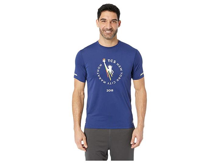 New Balance Nb Ice 2.0 Short Sleeve Top (tectonic Blue) Men's Clothing
