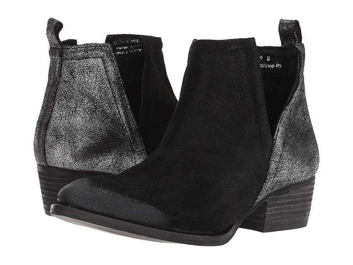 Diba True Stop By (black/pewter Suede/leather) Women's Boots