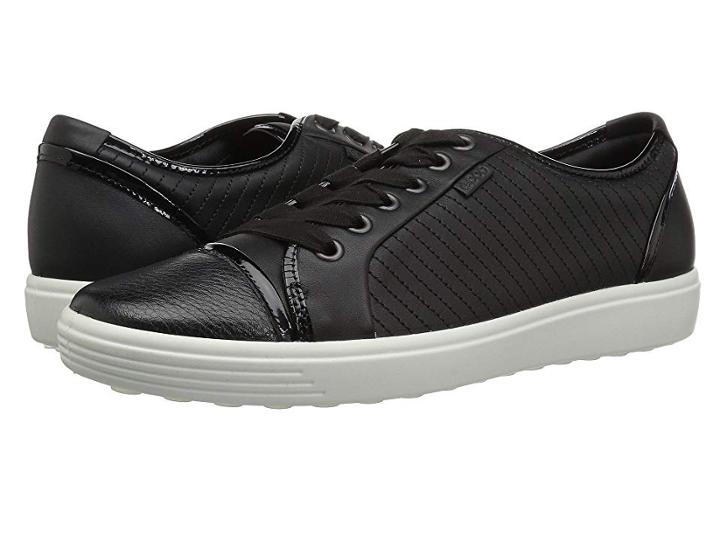 Ecco Soft 7 Cap Toe (black/black Cow Leather) Women's  Shoes