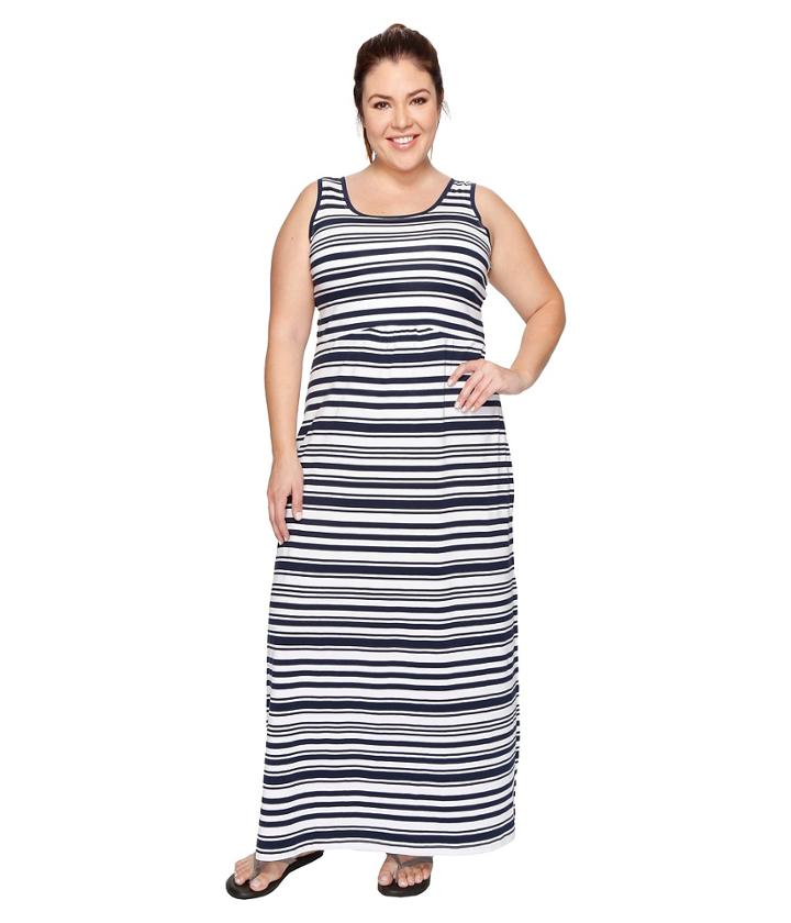 Columbia Plus Size Reel Beautytm Ii Maxi Dress (collegiate Navy Variegated Stripe) Women's Dress