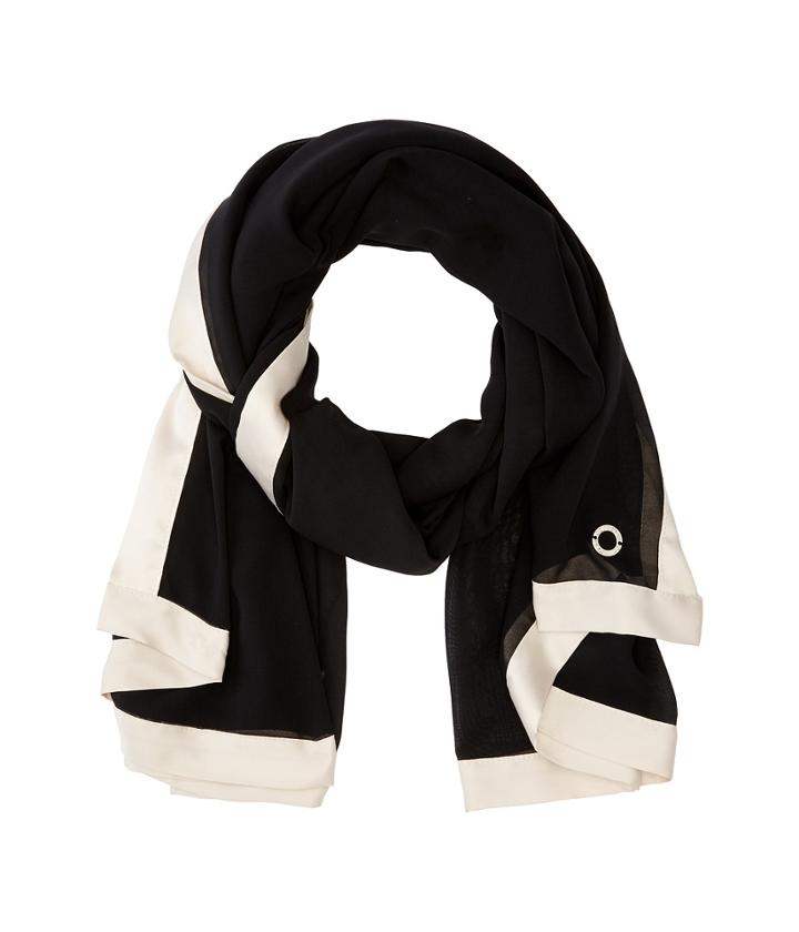 Calvin Klein Pop Color Satin Border Chiffon Scarf (latte) Scarves