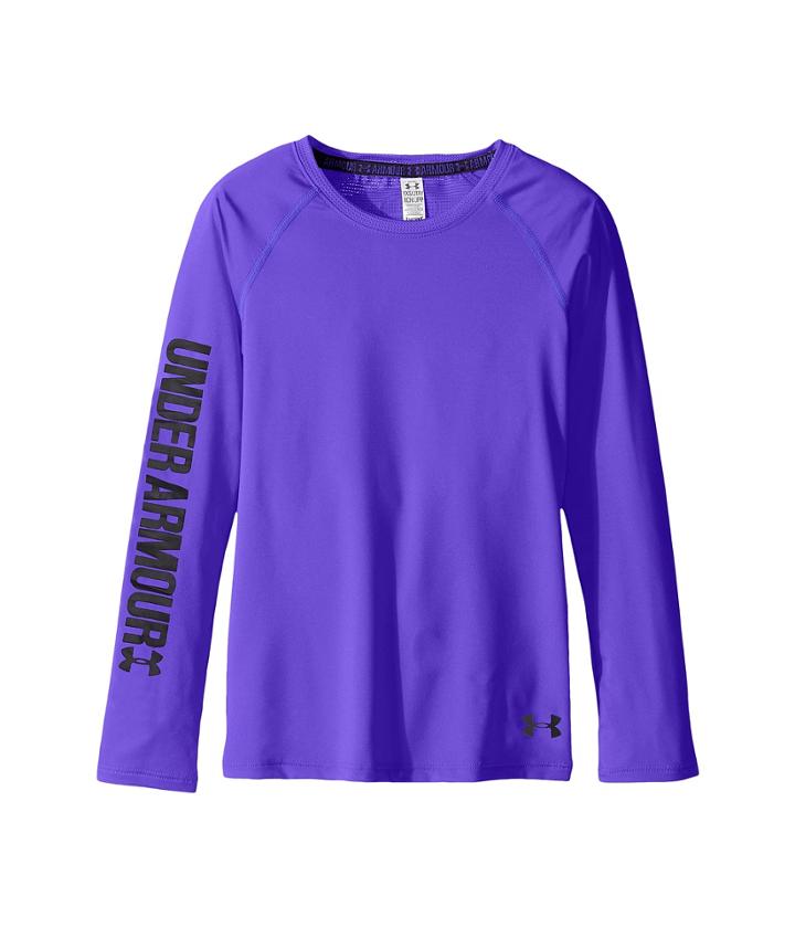 Under Armour Kids Armour Heatgear(r) Long Sleeve (big Kids) (constellation Purple/black) Girl's Clothing