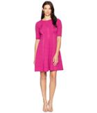 Gabby Skye Knit Seam Down Fit And Flare (fuchsia) Women's Dress