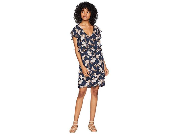 Splendid Ramo Floral Print Ruffle Dress (navy) Women's Dress