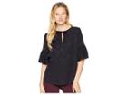 Lucky Brand Luxe Jacquard Peasant Top (lucky Black) Women's Blouse