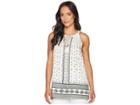 Two By Vince Camuto Sleeveless Fan Geo Print Tie Neck Halter Blouse (new Ivory) Women's Blouse