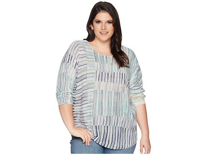 Nic+zoe Plus Size Sea Wall Stripes Top (multi) Women's Clothing
