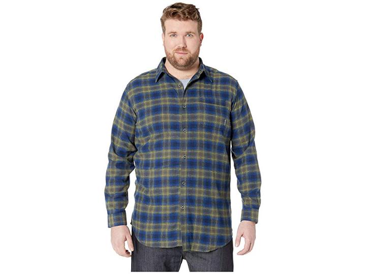 Columbia Big Tall Boulder Ridge Long Sleeve Flannel (collegiate Navy Pop Plaid) Men's Long Sleeve Button Up
