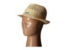 San Diego Hat Company Kids Paper Fedora Hat With Open Weave And Turquoise Trim (little Kids/big Kids) (natural) Fedora Hats